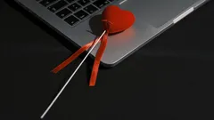 srdcová lízátka na notebooku pro valentýnské oslavy